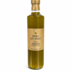 Dimitri’s Unfiltered Early Harvest “AGOURELEO” Extra Virgin Olive Oil (500ml glass bottle)WORLDS BEST AWARD WINNER! 